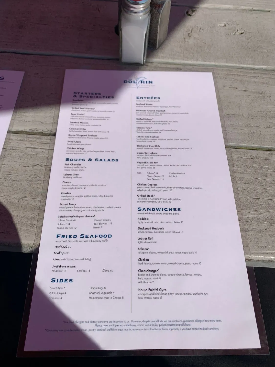 Dolphin Marina & Restaurant Menu - Updated November 2025