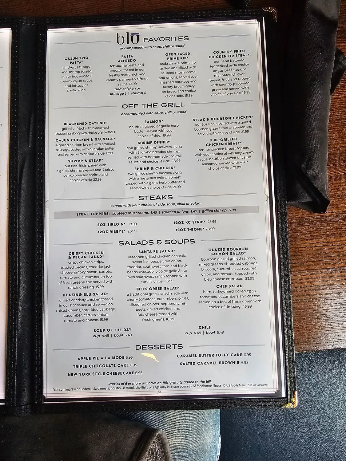 Blu Restaurant & Bar Menu - Updated November 2025