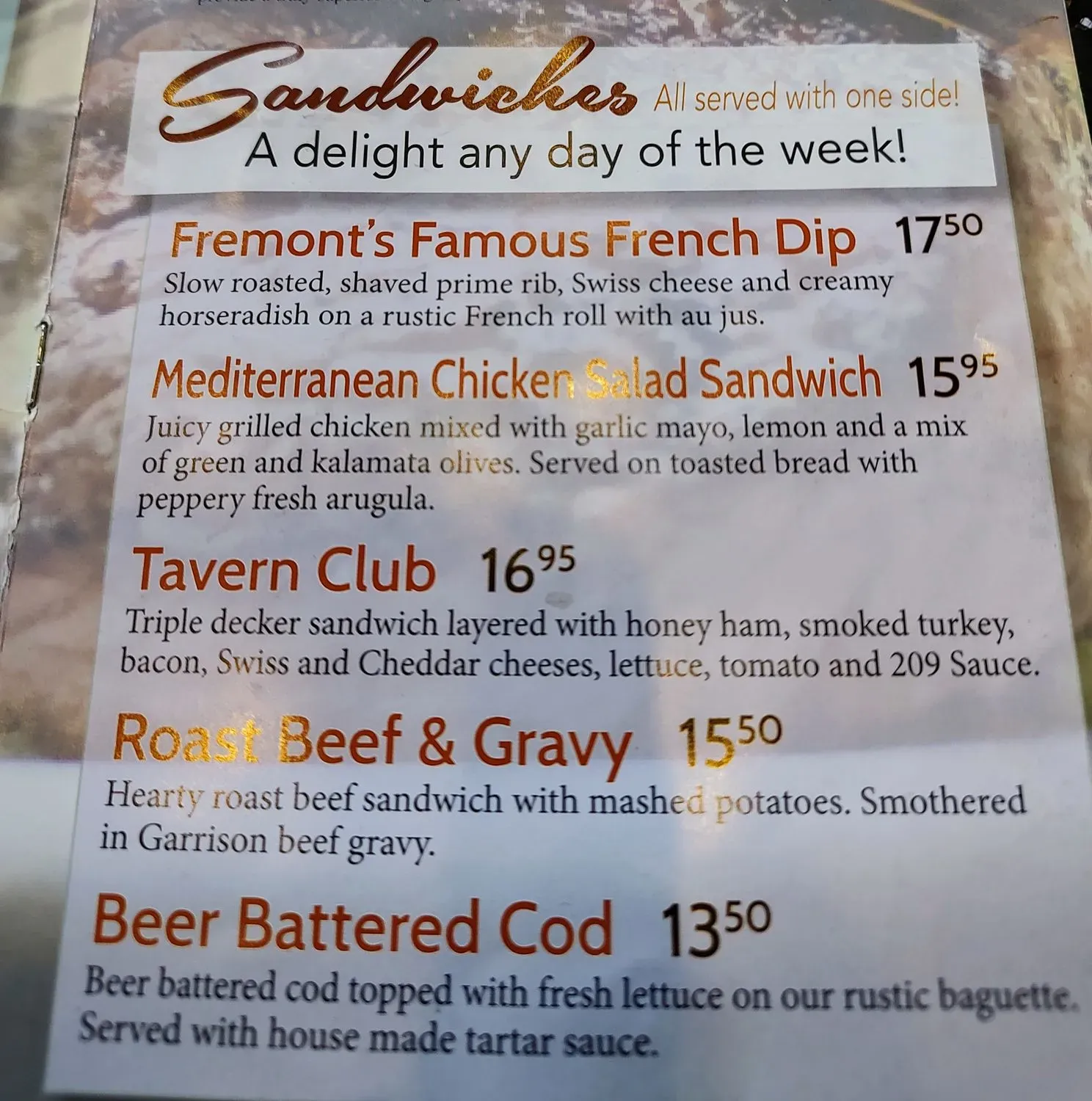 The Garrison Menu - Updated November 2025