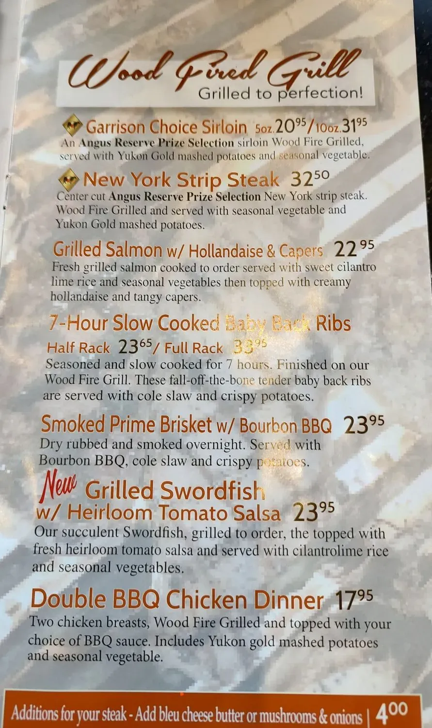 The Garrison Menu - Updated November 2025