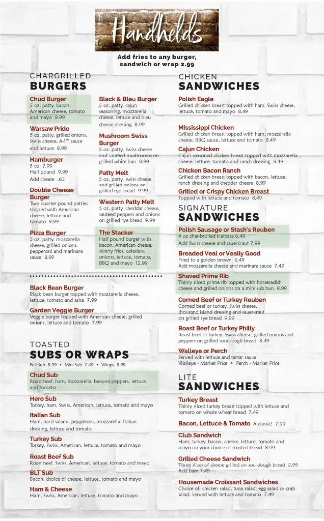 Chud's Grille Menu - Updated November 2025
