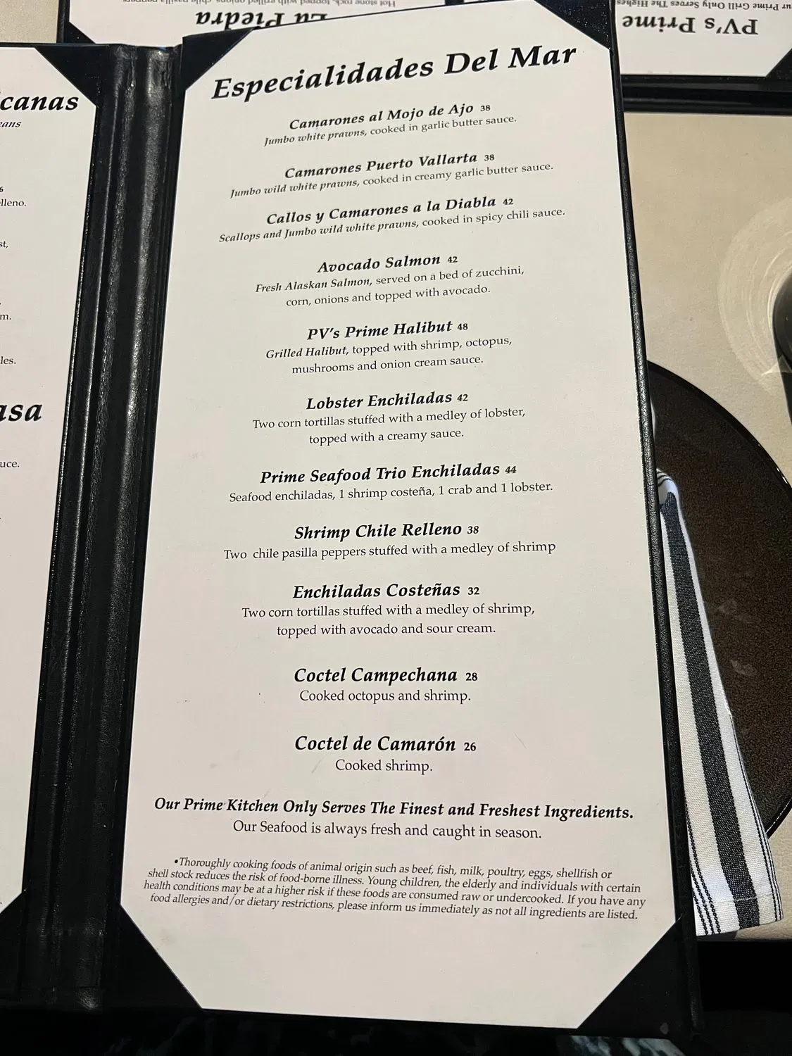 PV’S Prime Grill & Tequila Menu - Updated November 2025
