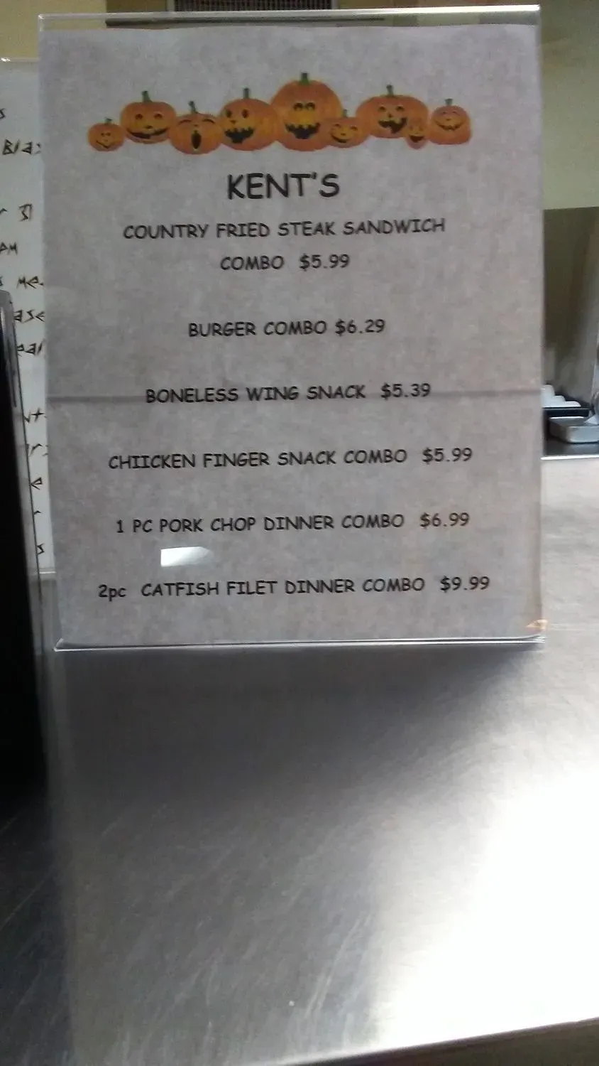 Kent's Drive In Menu - Updated November 2025