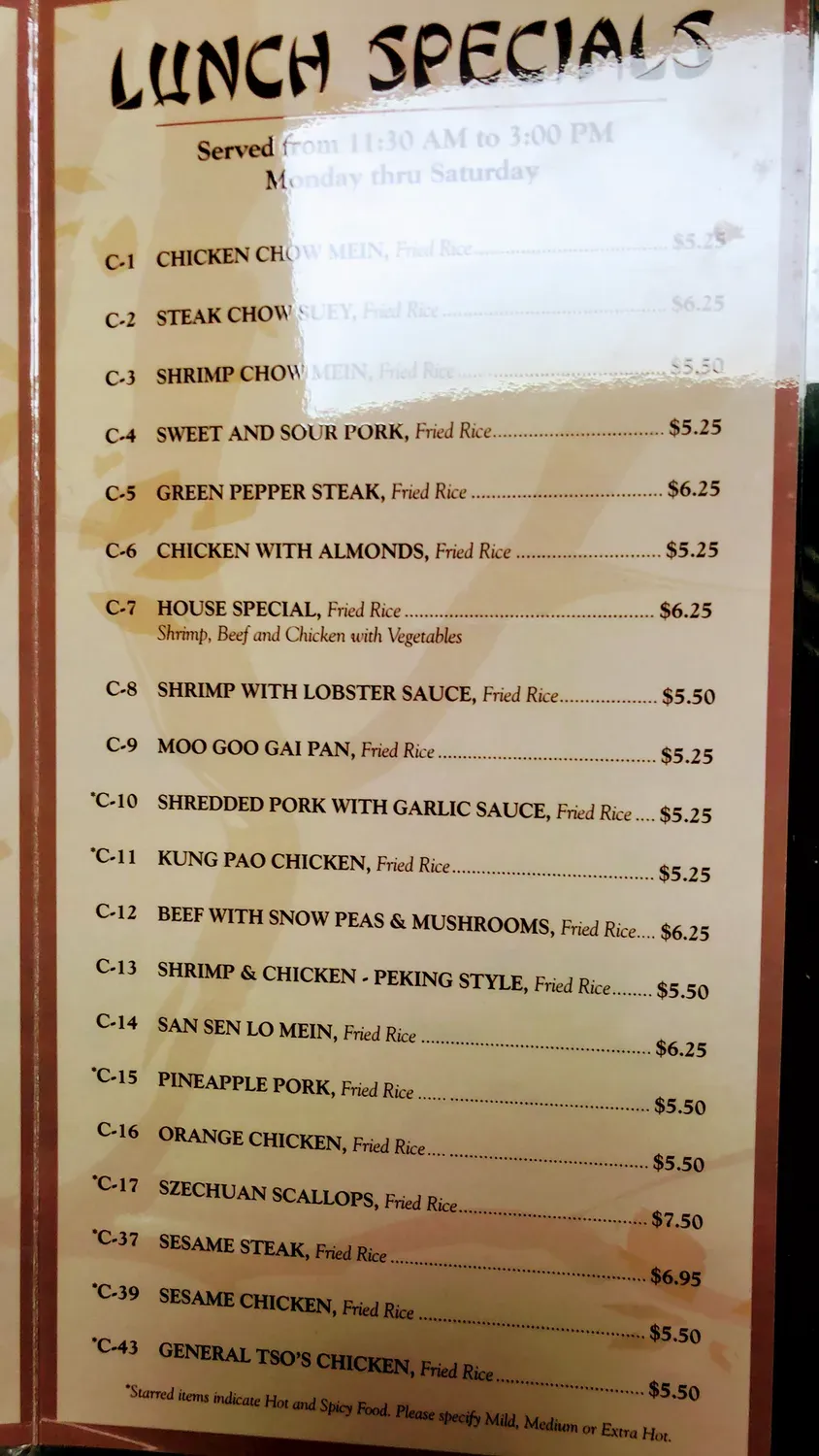 Peking Chinese Restaurant Menu - Updated November 2025