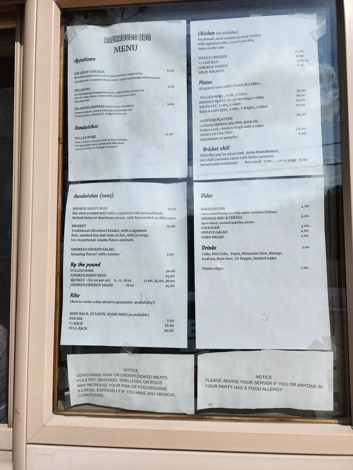 Backwoods BBQ Menu - Updated November 2025