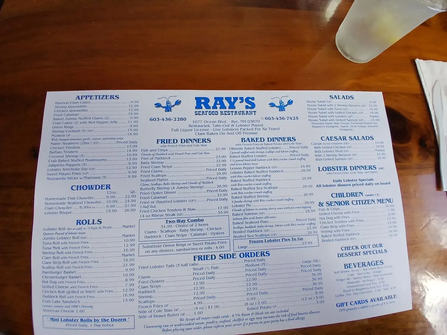 Ray's Seafood Menu - Updated November 2025