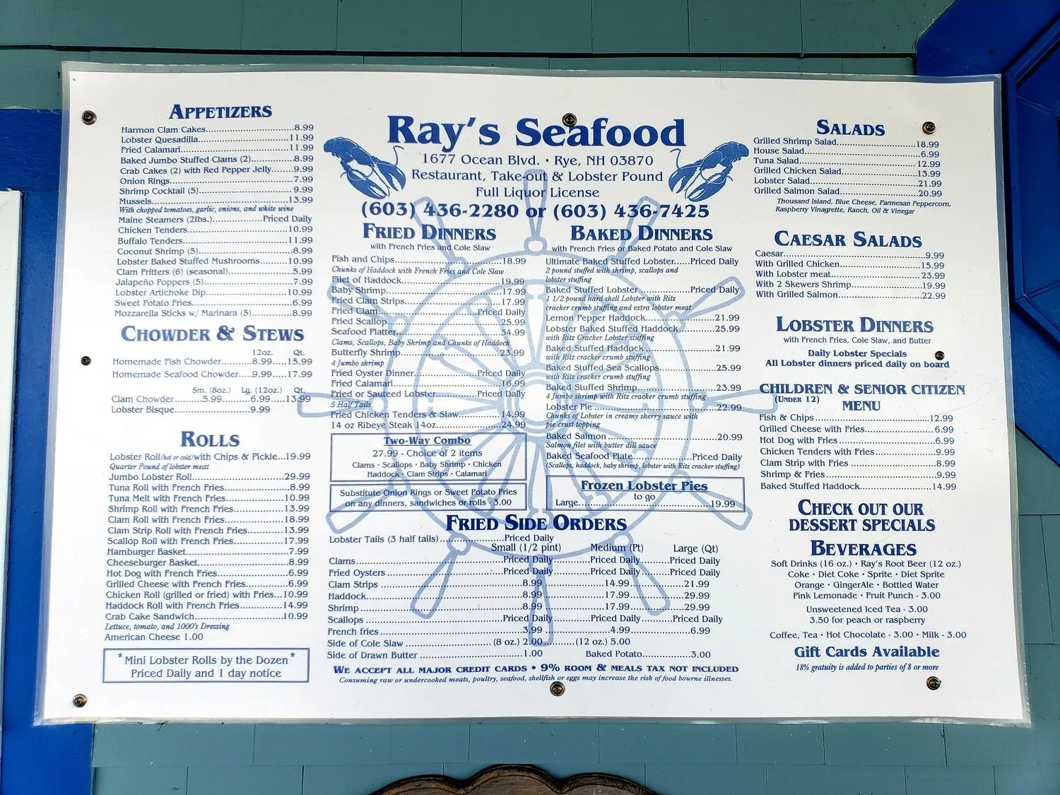 Ray's Seafood Menu - Updated November 2025