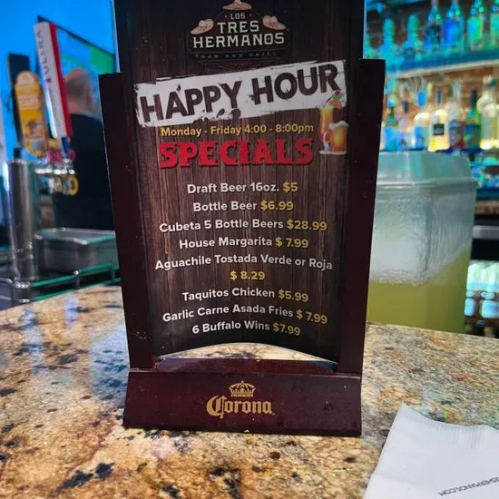 Los Tres Hermanos Restaurant Bar and Grill Menu Los Angeles, CA Checkle