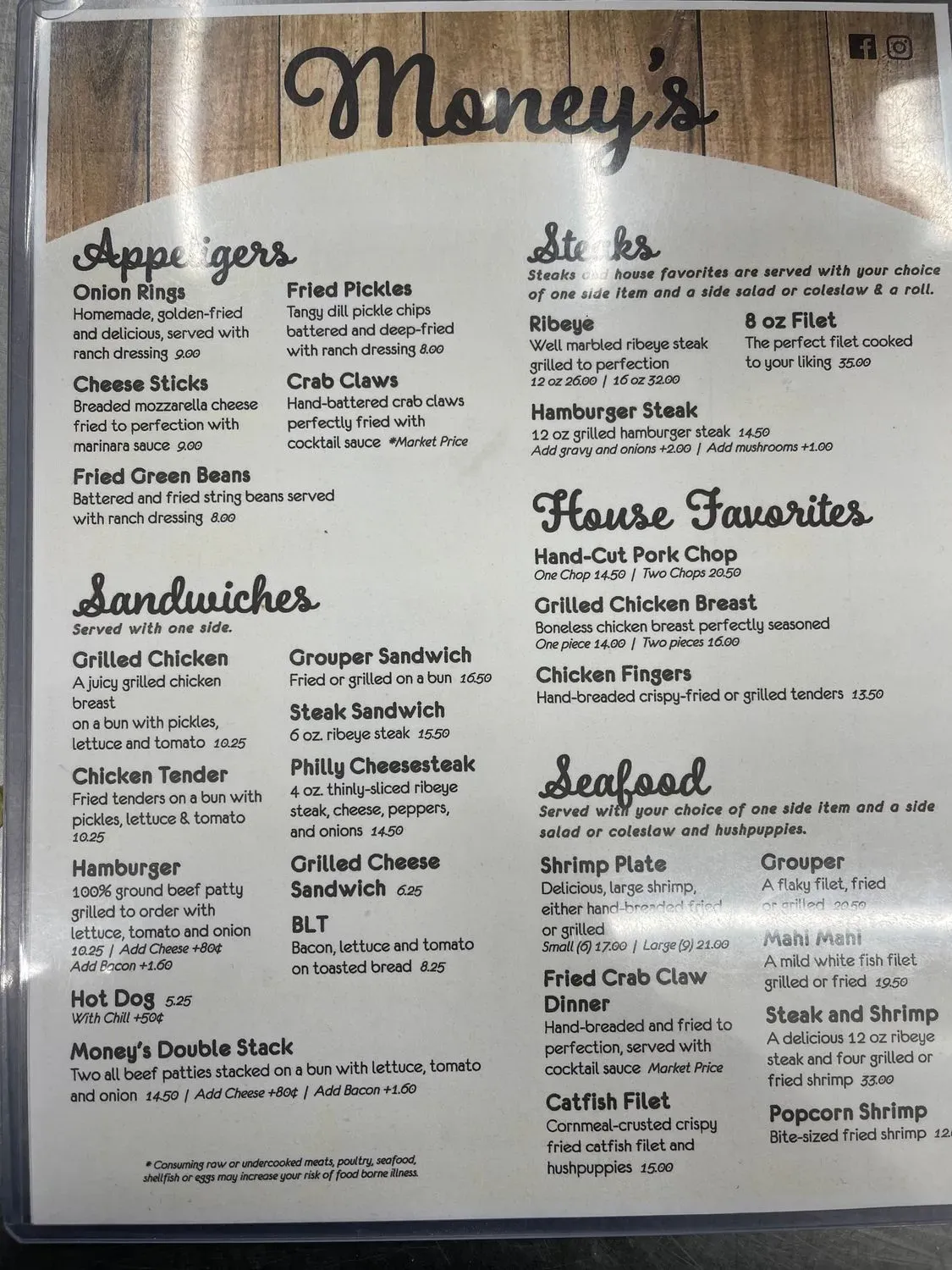 Money's Grill, LLC Menu - Updated November 2025