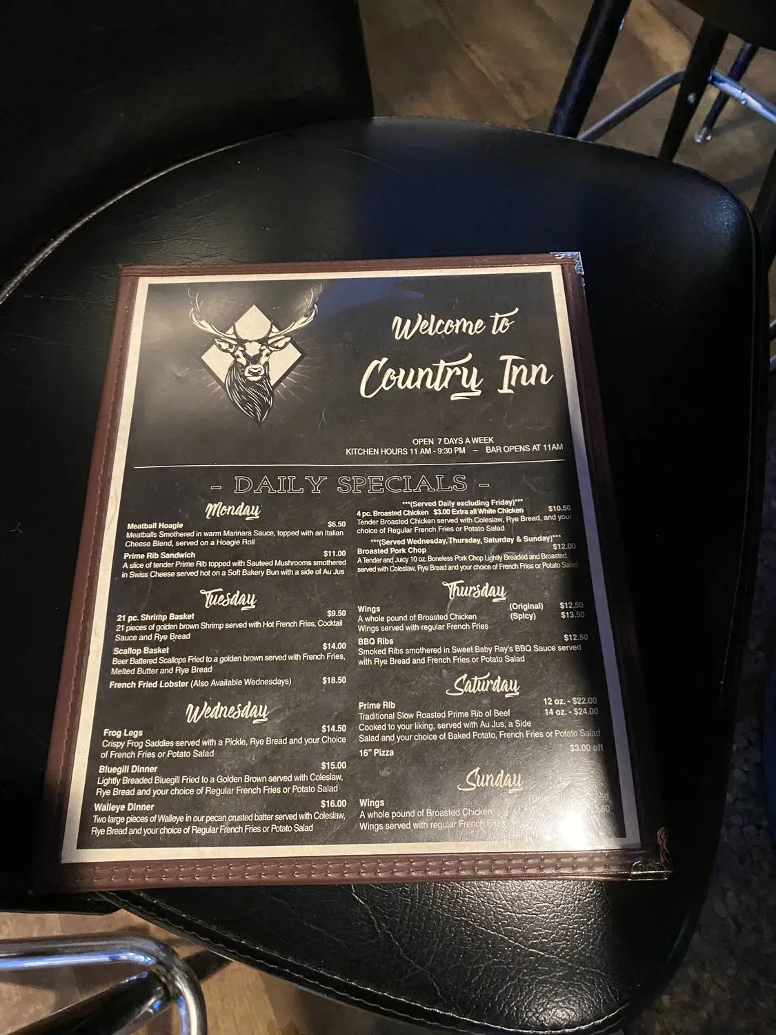 Country Inn Menu - Updated November 2025
