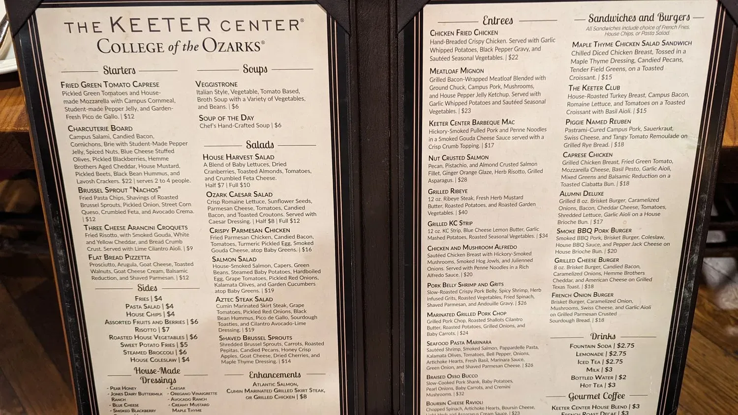The Keeter Center-Dining Menu - Updated November 2025