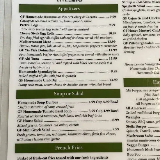 Stella A's Menu Lock Haven, PA Checkle