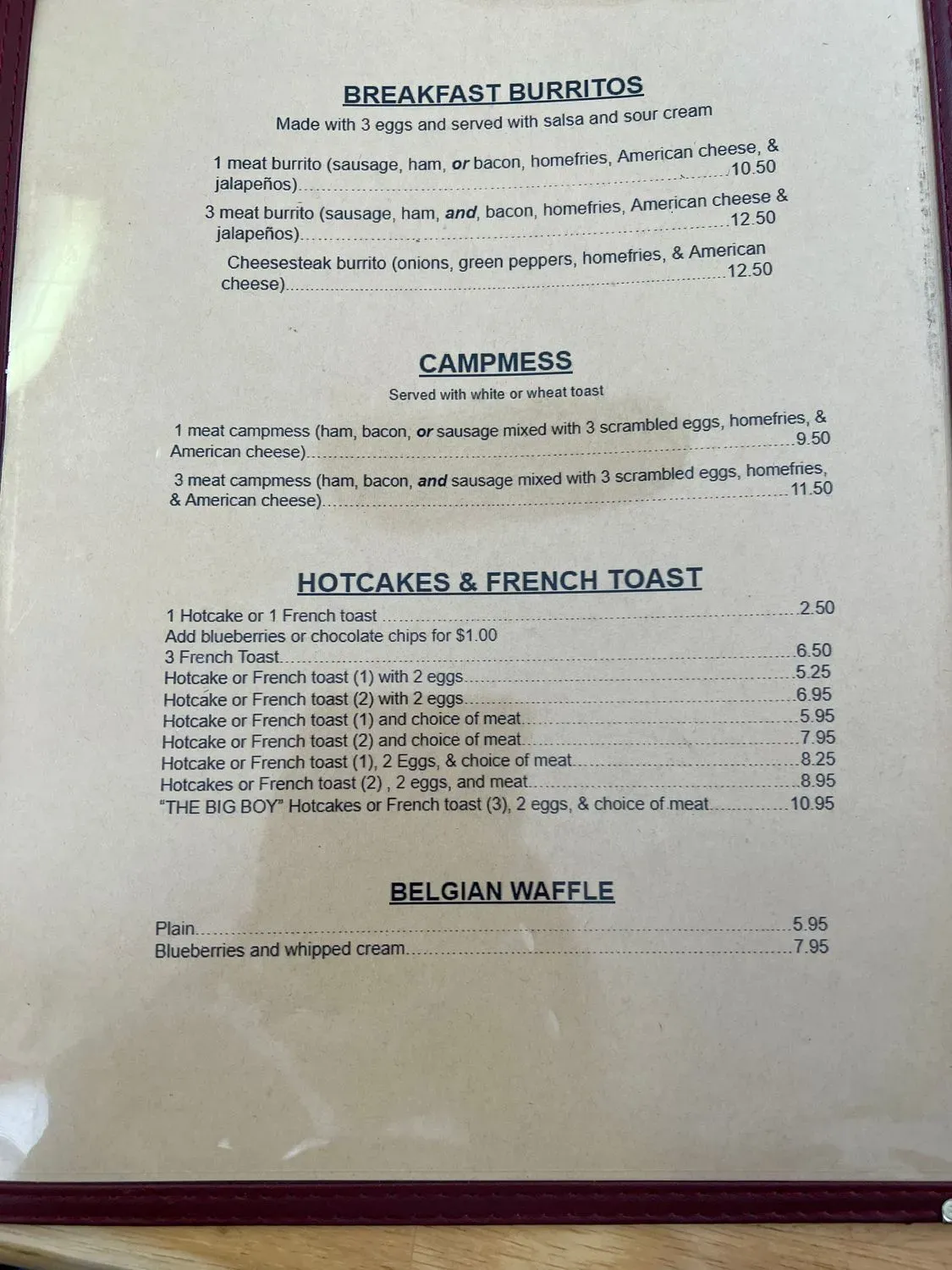 Dunnstown Diner Menu - Updated November 2025