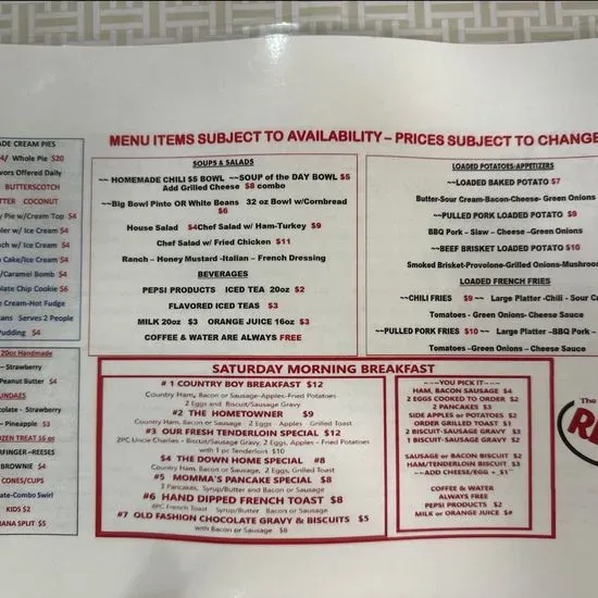 The Rex Family Restaurant Menu | Nancy, KY | Checkle