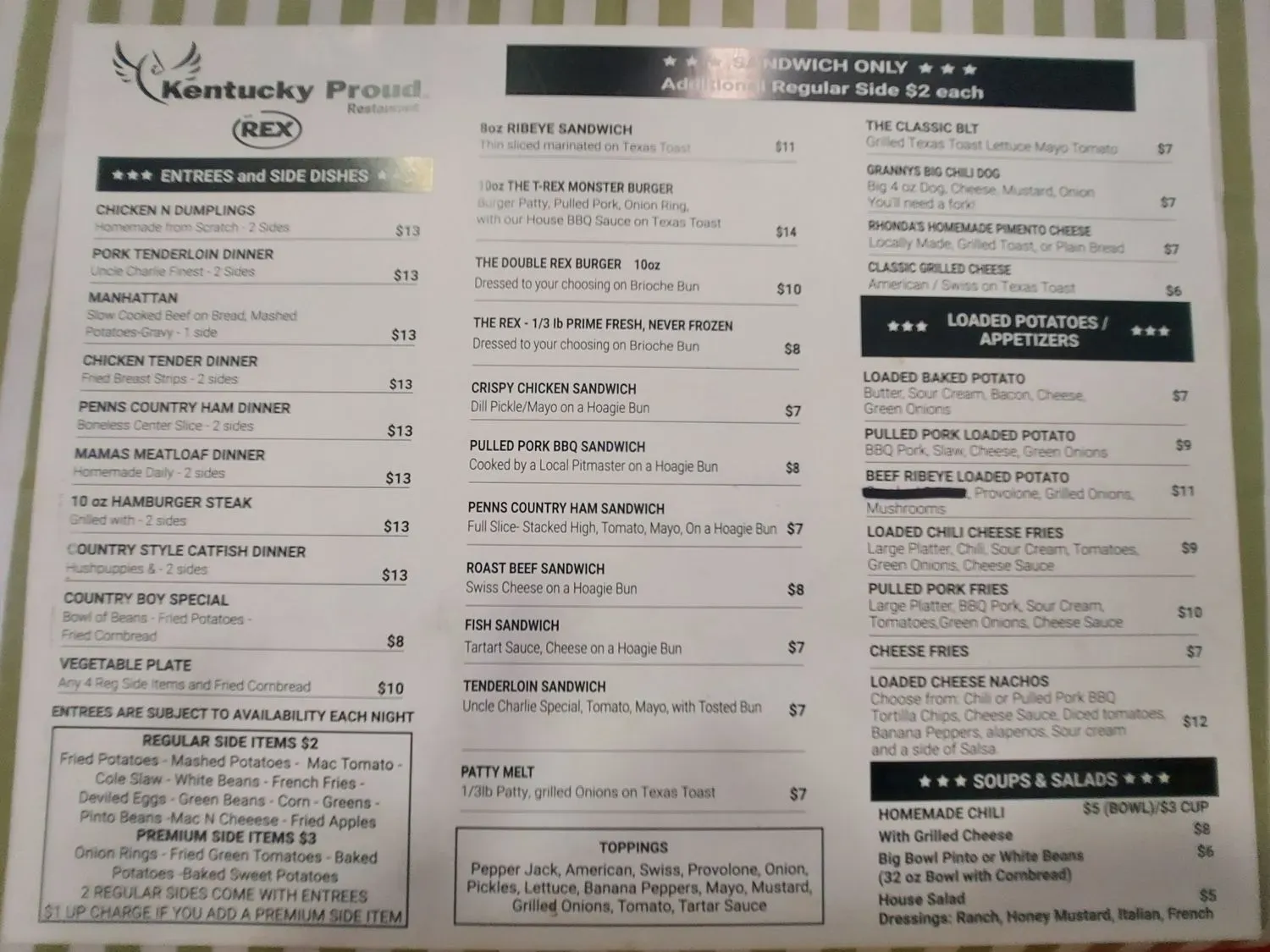 The Rex Family Restaurant Menu - Updated November 2025