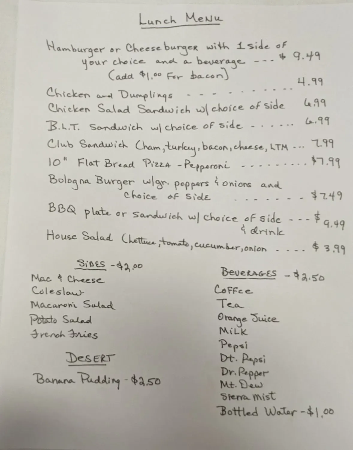 The Rock Menu - Updated November 2025