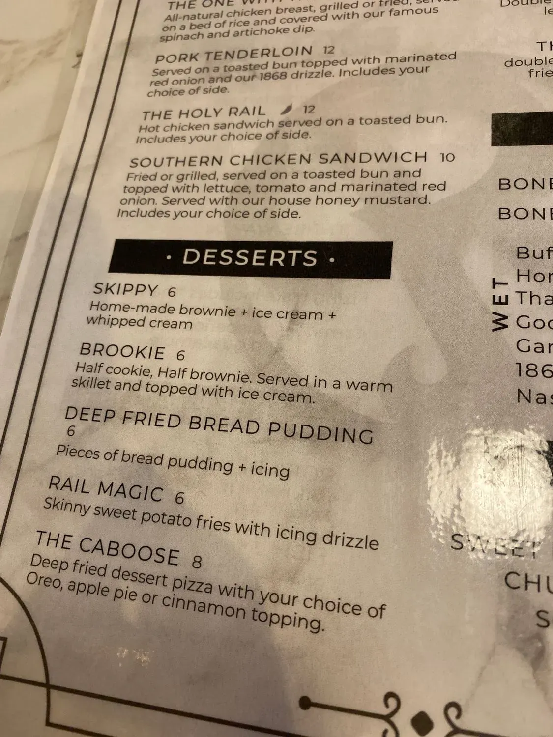 68 Express // The Rail 1868 Menu - Updated November 2025
