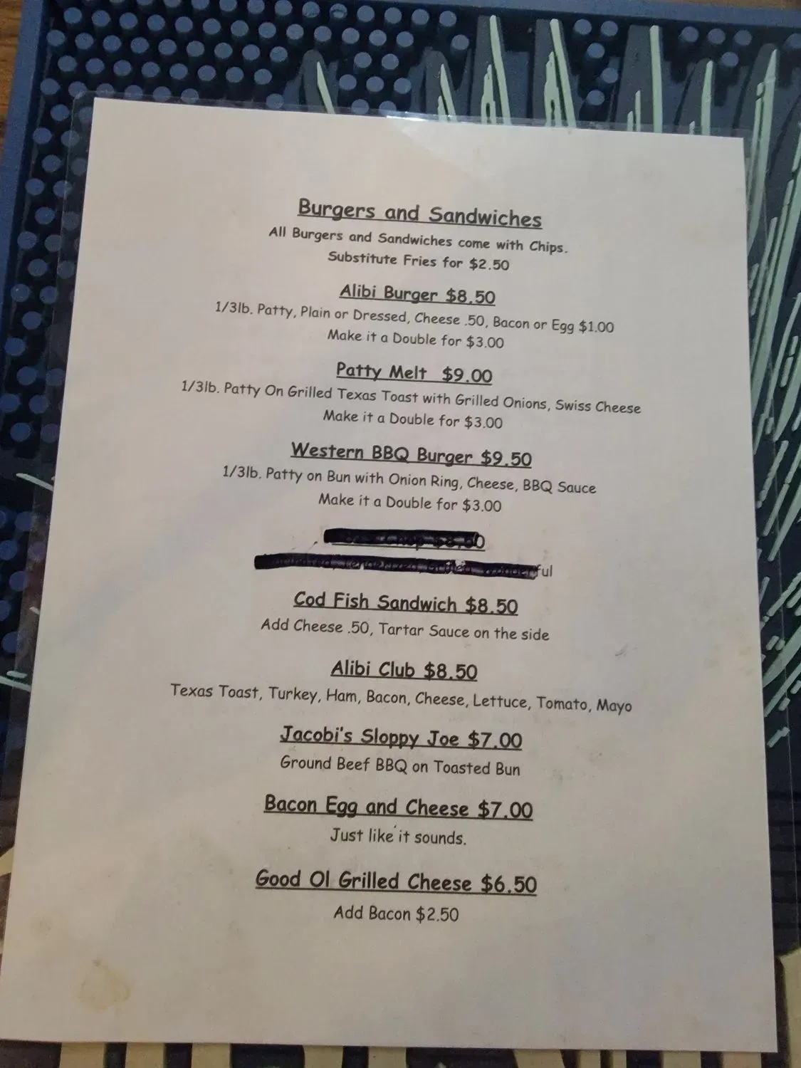 The Alibi Menu - Updated November 2025