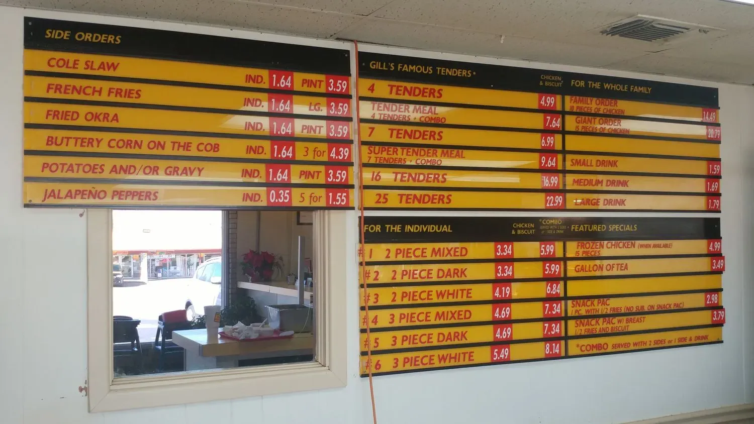 Gill's Chicken Menu - Updated November 2025