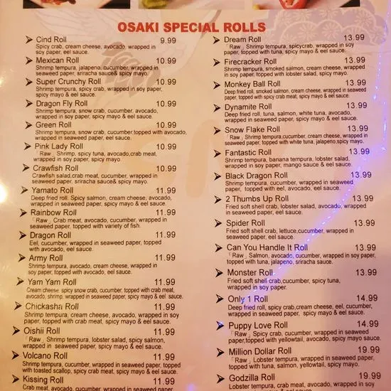 Osaki Sushi Menu Chickasha, OK Checkle