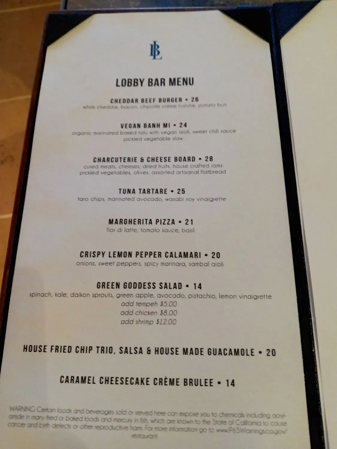 Lobby Bar And Terrace Menu - Updated November 2025