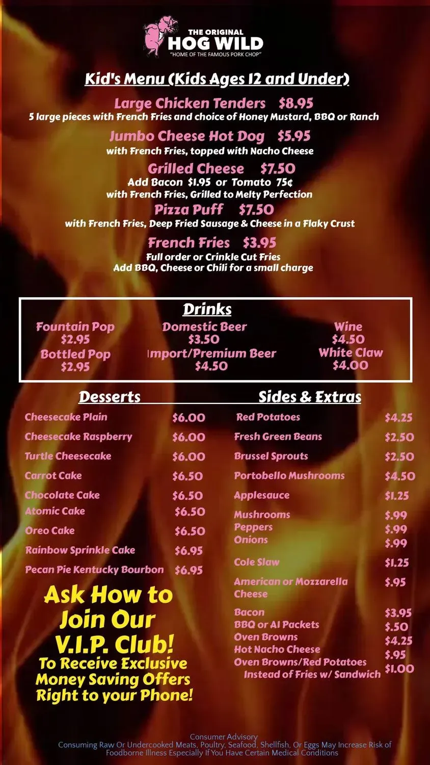 Hog Wild New Lenox Menu - Updated November 2025