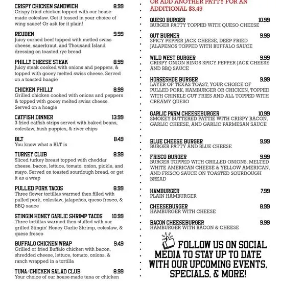 21 Yard Line Bar and Grill Menu Lesterville, MO Checkle