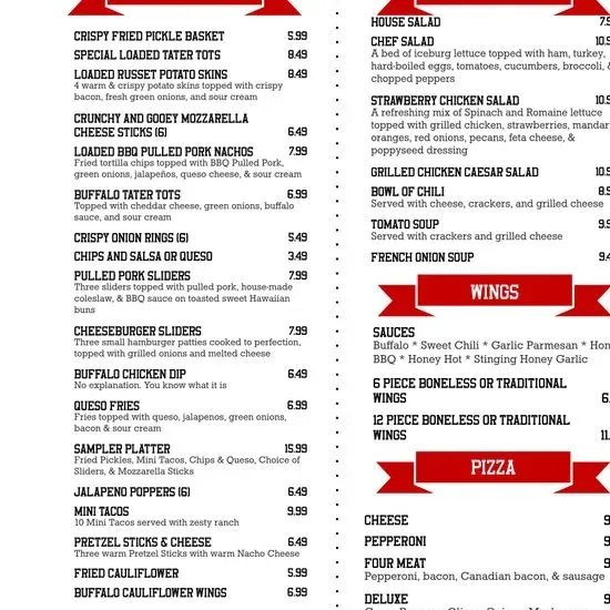 21 Yard Line Bar and Grill Menu Lesterville, MO Checkle