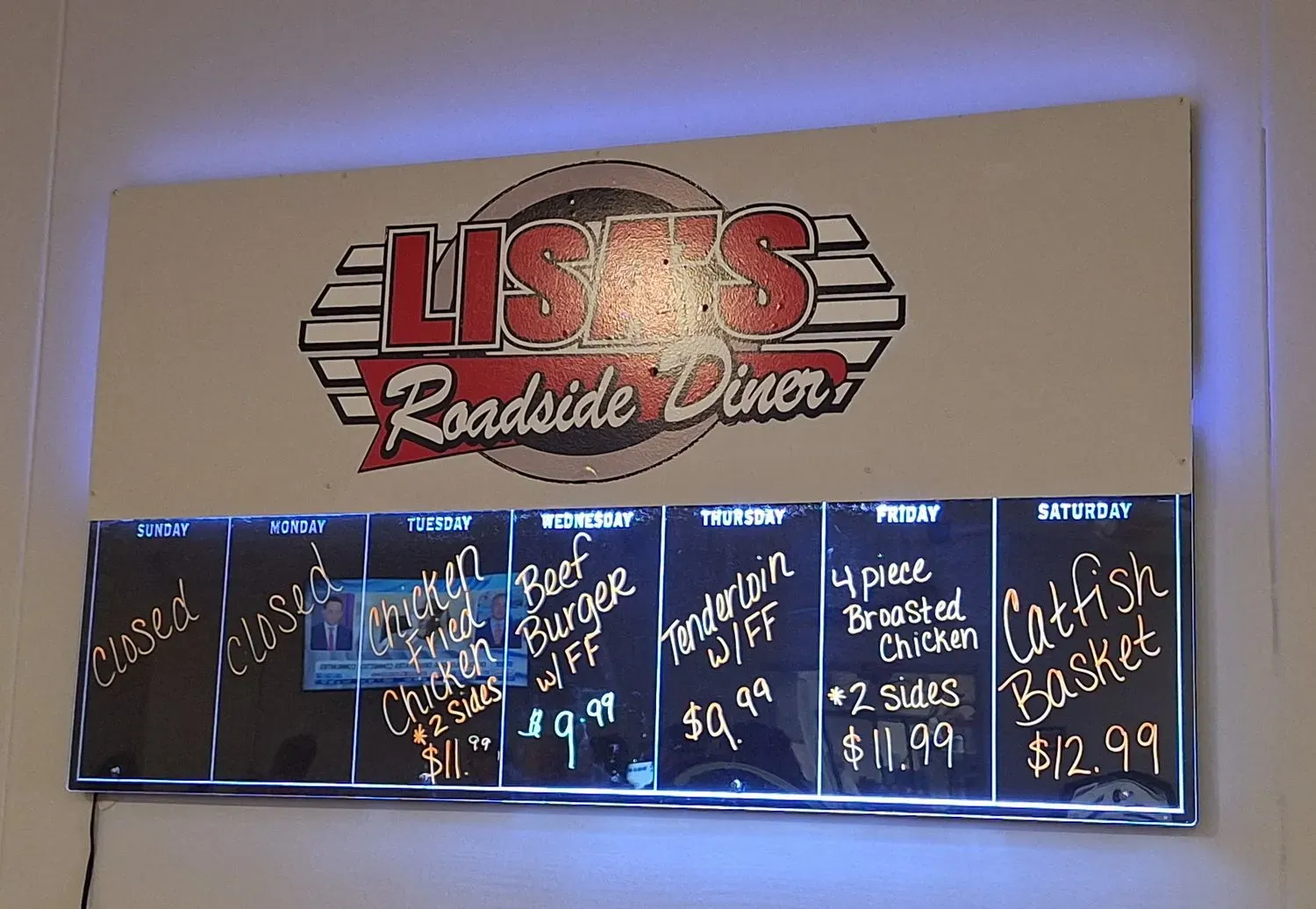 Lisa's Roadside Diner Menu - Updated November 2025