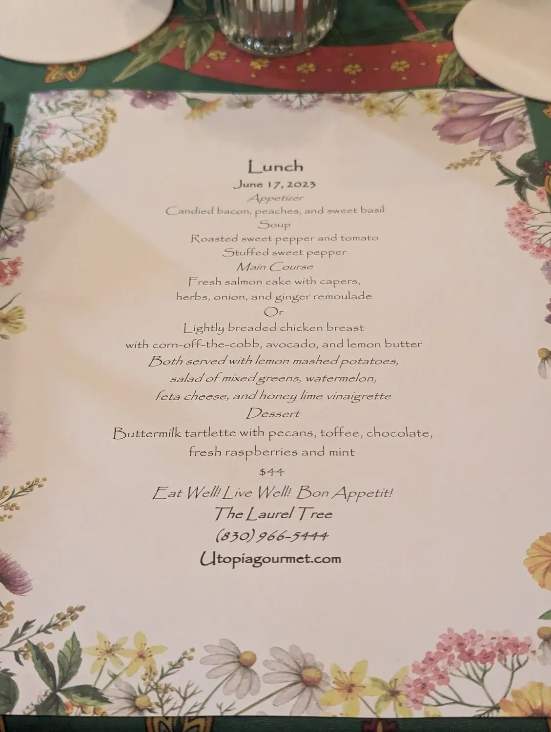 The Laurel Tree Menu - Updated November 2025