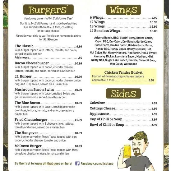 J.I.'s Place Restaurant & Bar at Sugar Lake Hotel Menu Cochranton, PA