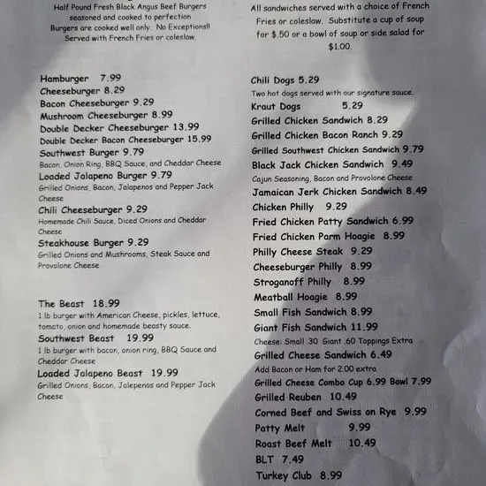 Outlook Inn Family Restaurant Menu Rimersburg, PA Checkle