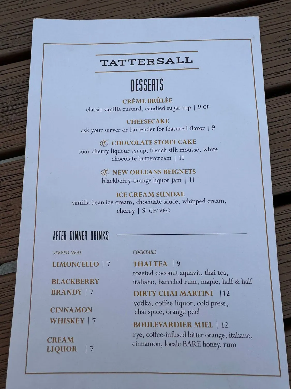 Tattersall Craft Cocktail Bar & Eatery Menu - Updated November 2025