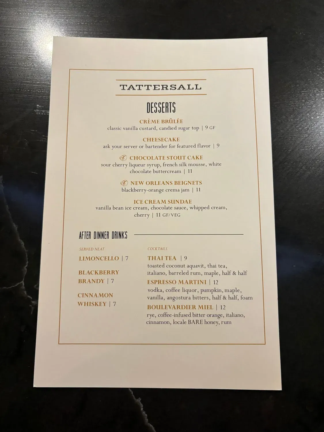 Tattersall Craft Cocktail Bar & Eatery Menu - Updated November 2025