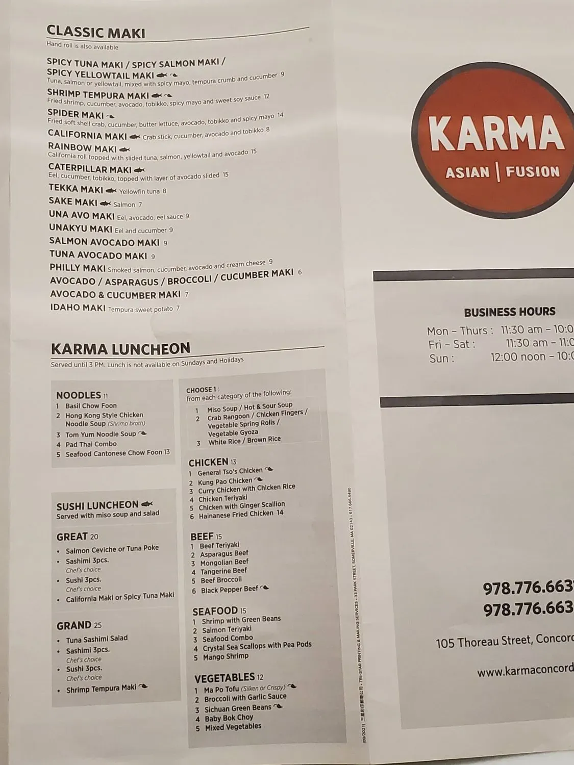 Karma Menu - Updated November 2025