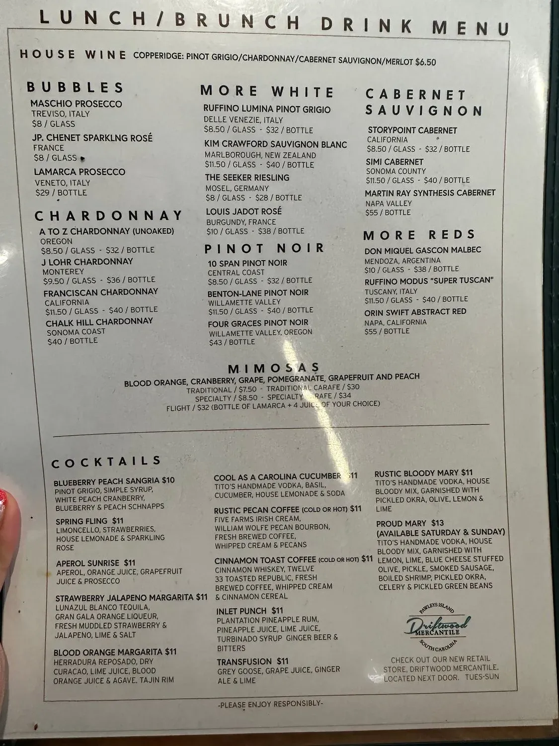 Rustic Table Menu - Updated November 2025