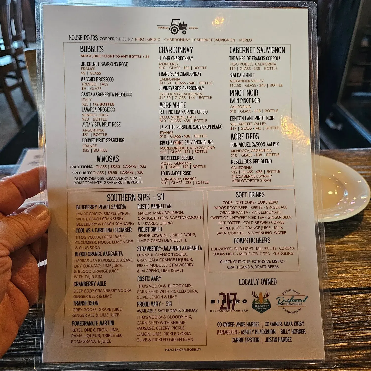 Rustic Table Menu - Updated November 2025