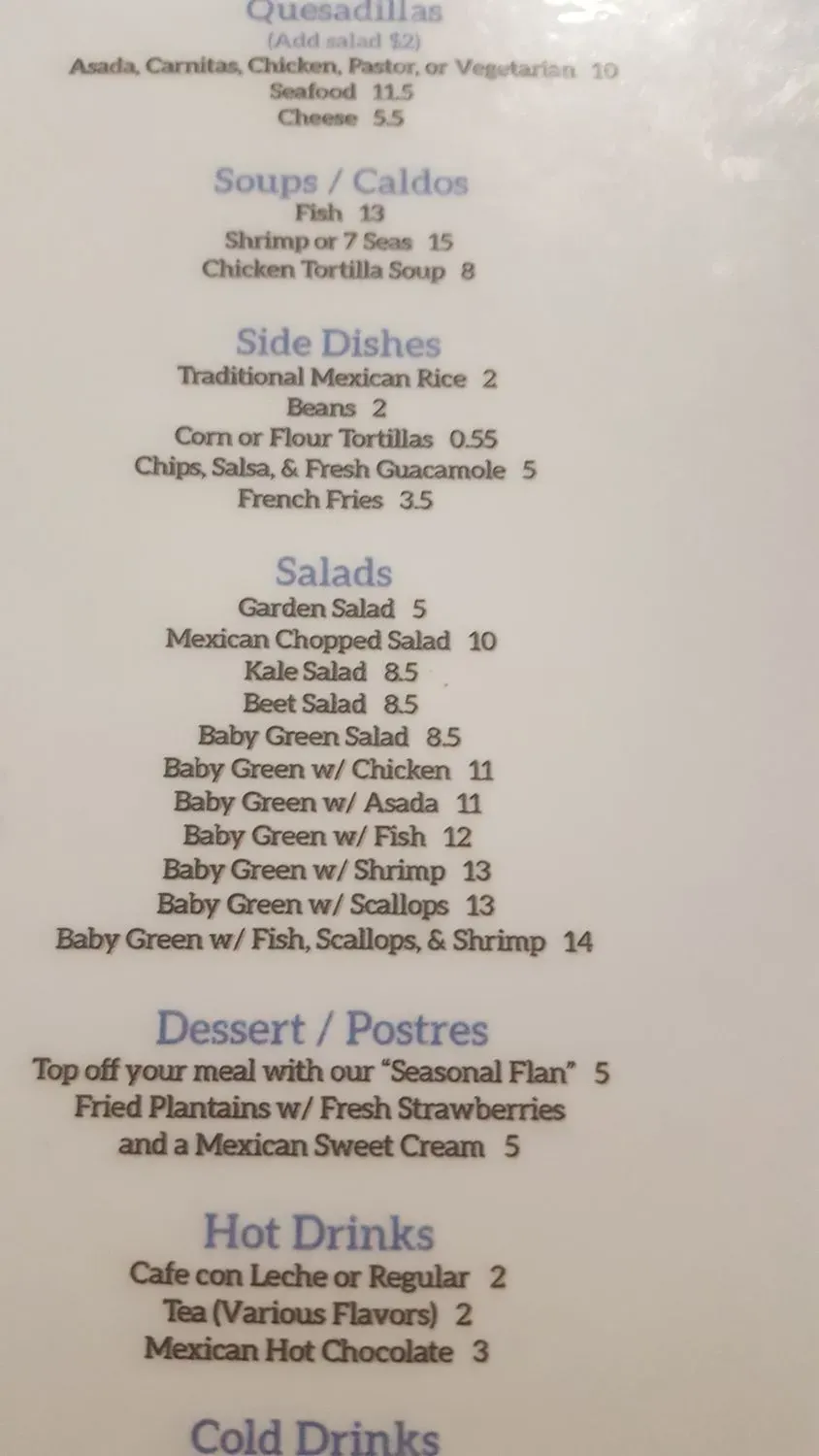 Señor Fish Menu - Updated November 2025