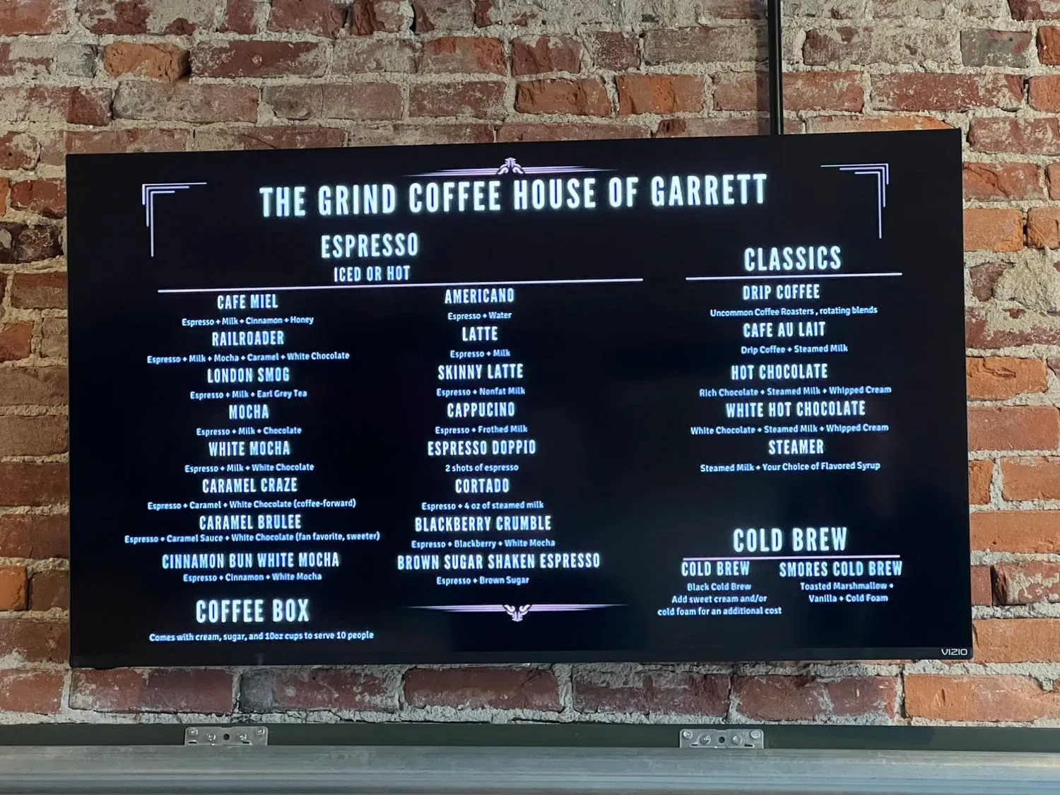 The Grind Coffee House of Garrett Menu - Updated November 2025