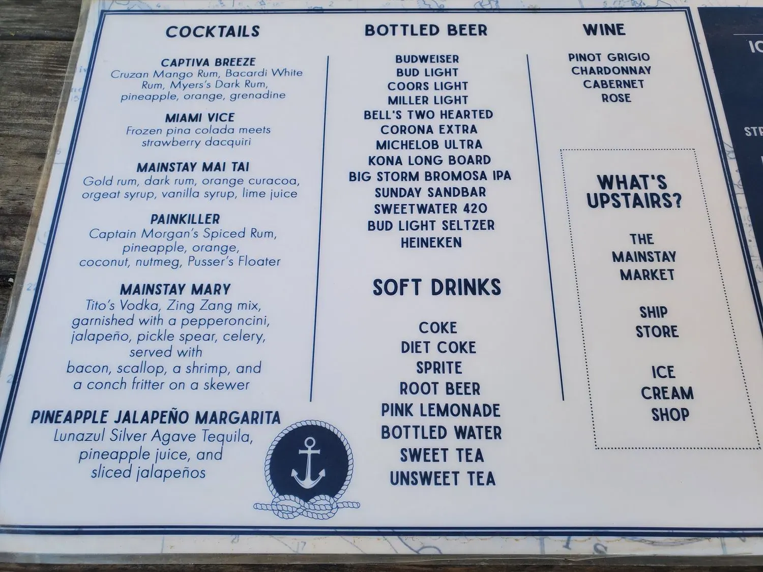 Mainstay and Barnacles Bar Menu - Updated November 2025