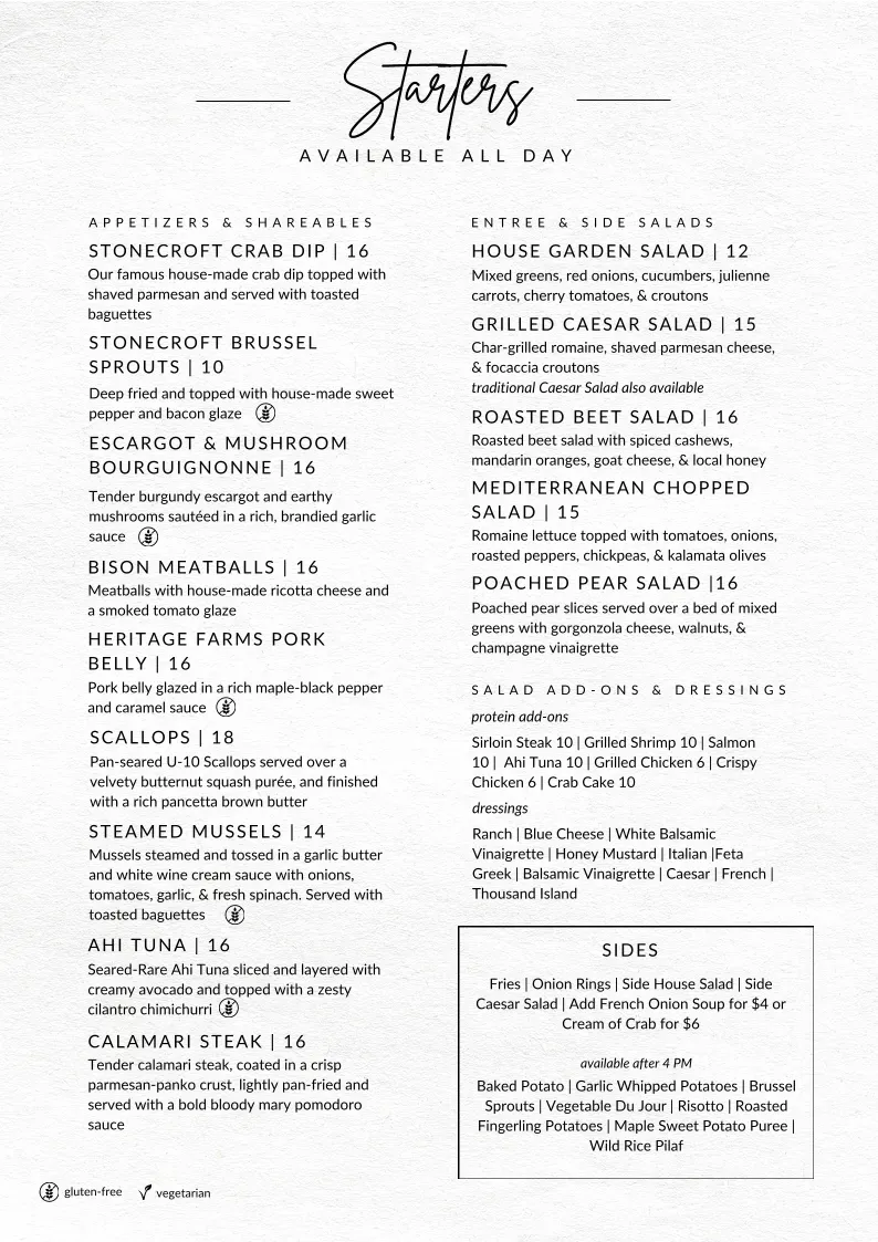 Stonecroft Manor (formerly The Manor Steakhouse) Menu - Updated ...