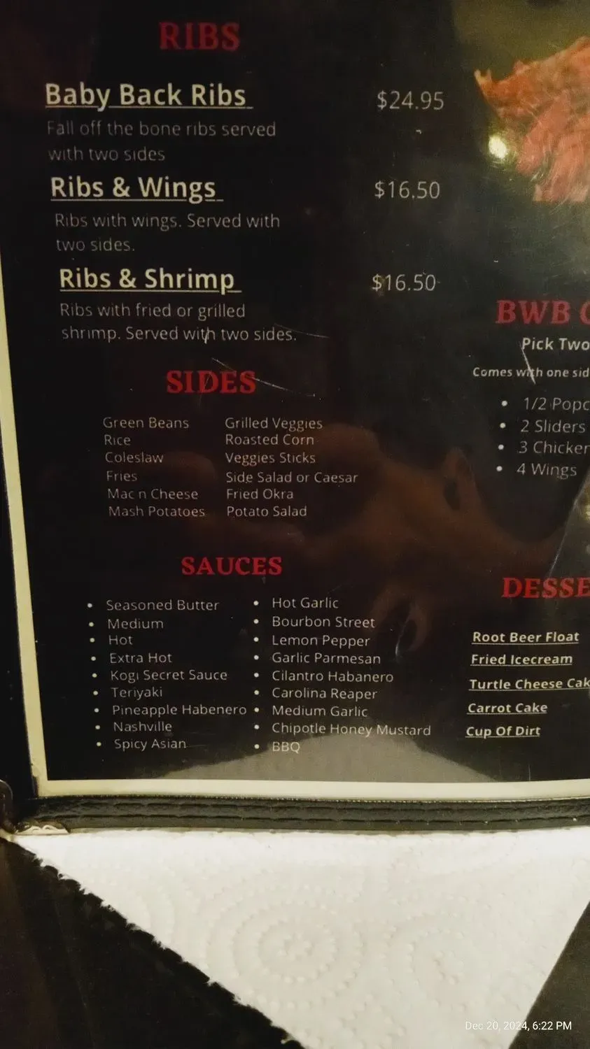 THE BWB RESTAURANT ANNAVILLE Menu - Updated November 2025