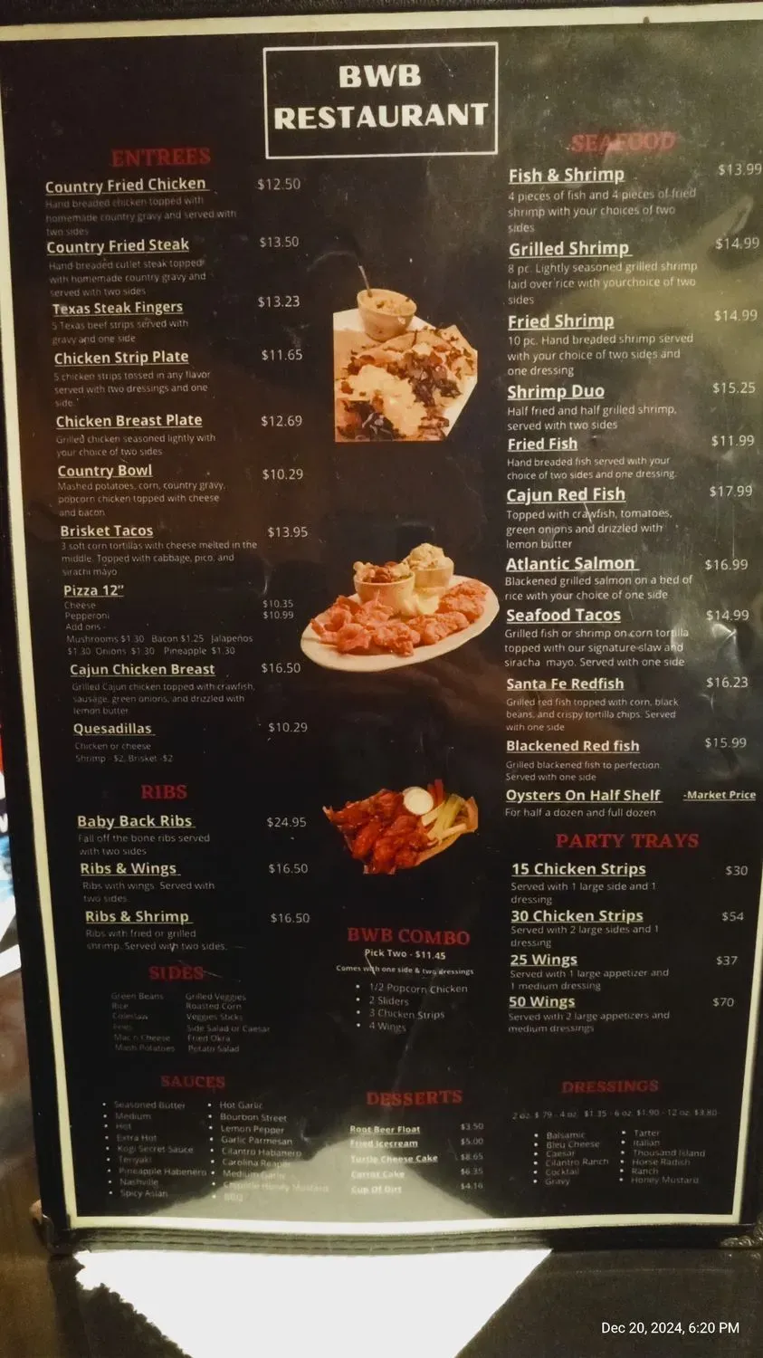 THE BWB RESTAURANT ANNAVILLE Menu - Updated November 2025