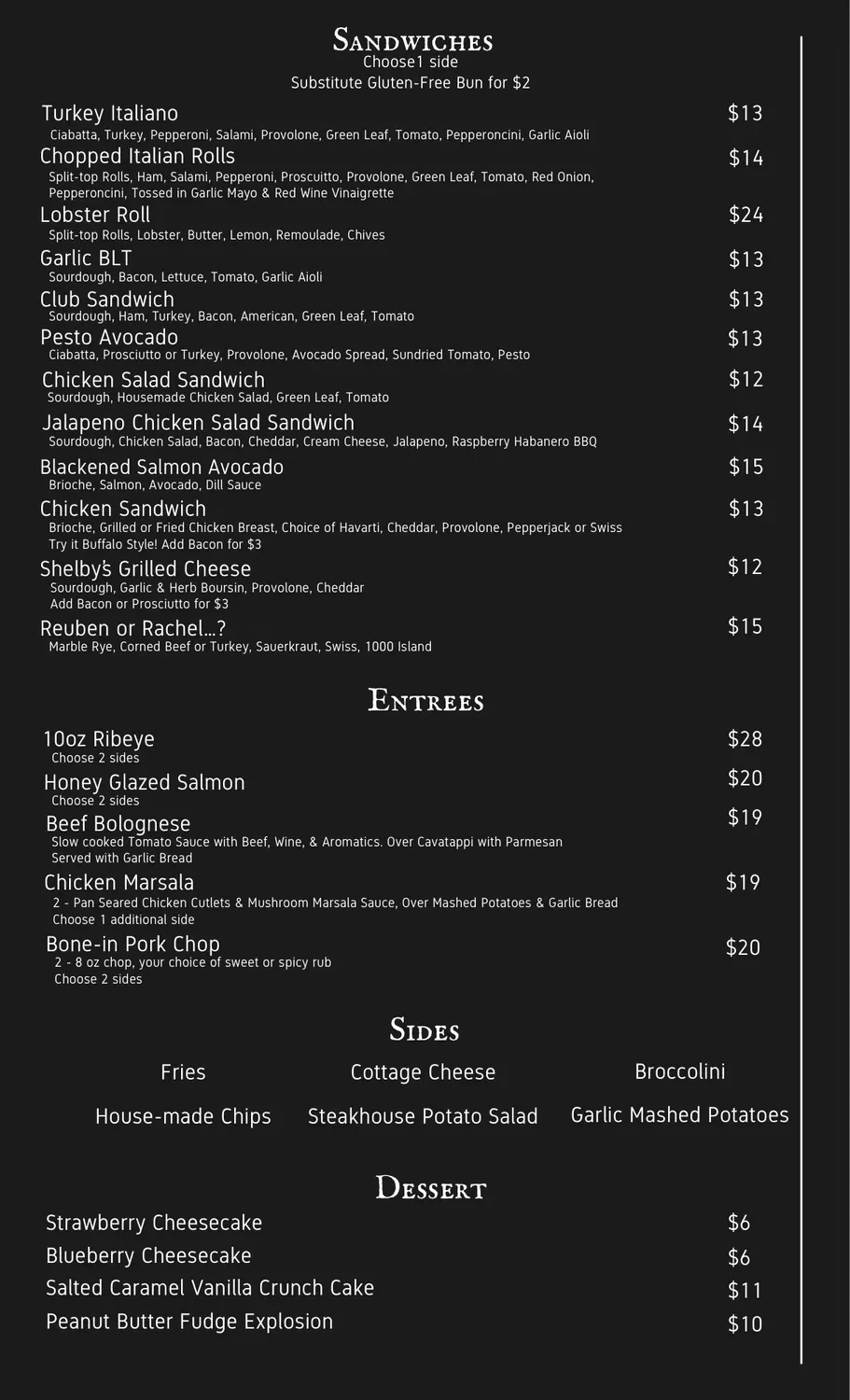 Jerry’s Menu - Updated November 2025