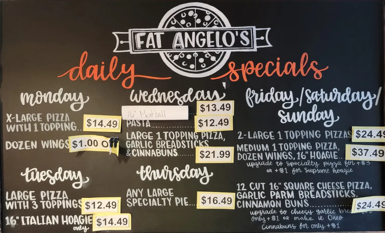 Fat Angelo's Menu - Updated November 2025