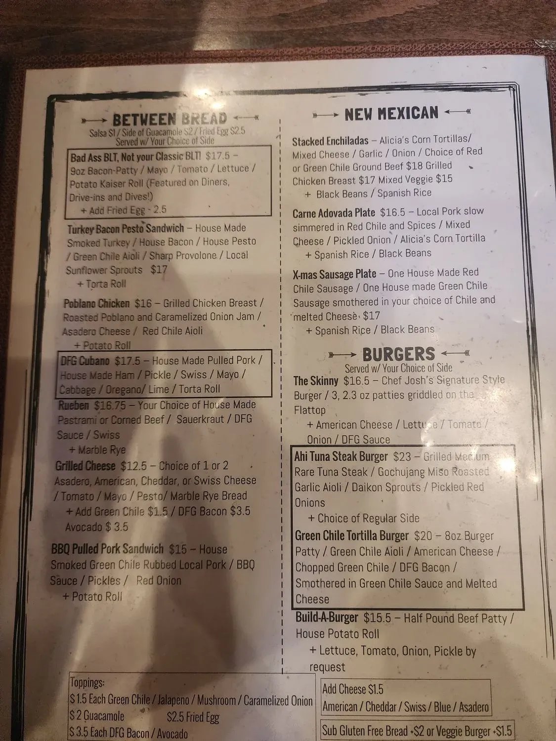 Dr. Field Goods Menu - Updated November 2025