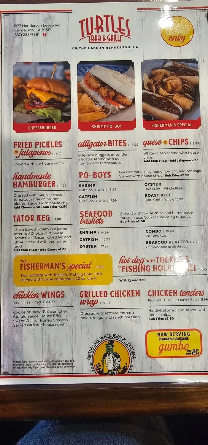Turtle’s Bar & Grill Menu - Updated November 2025