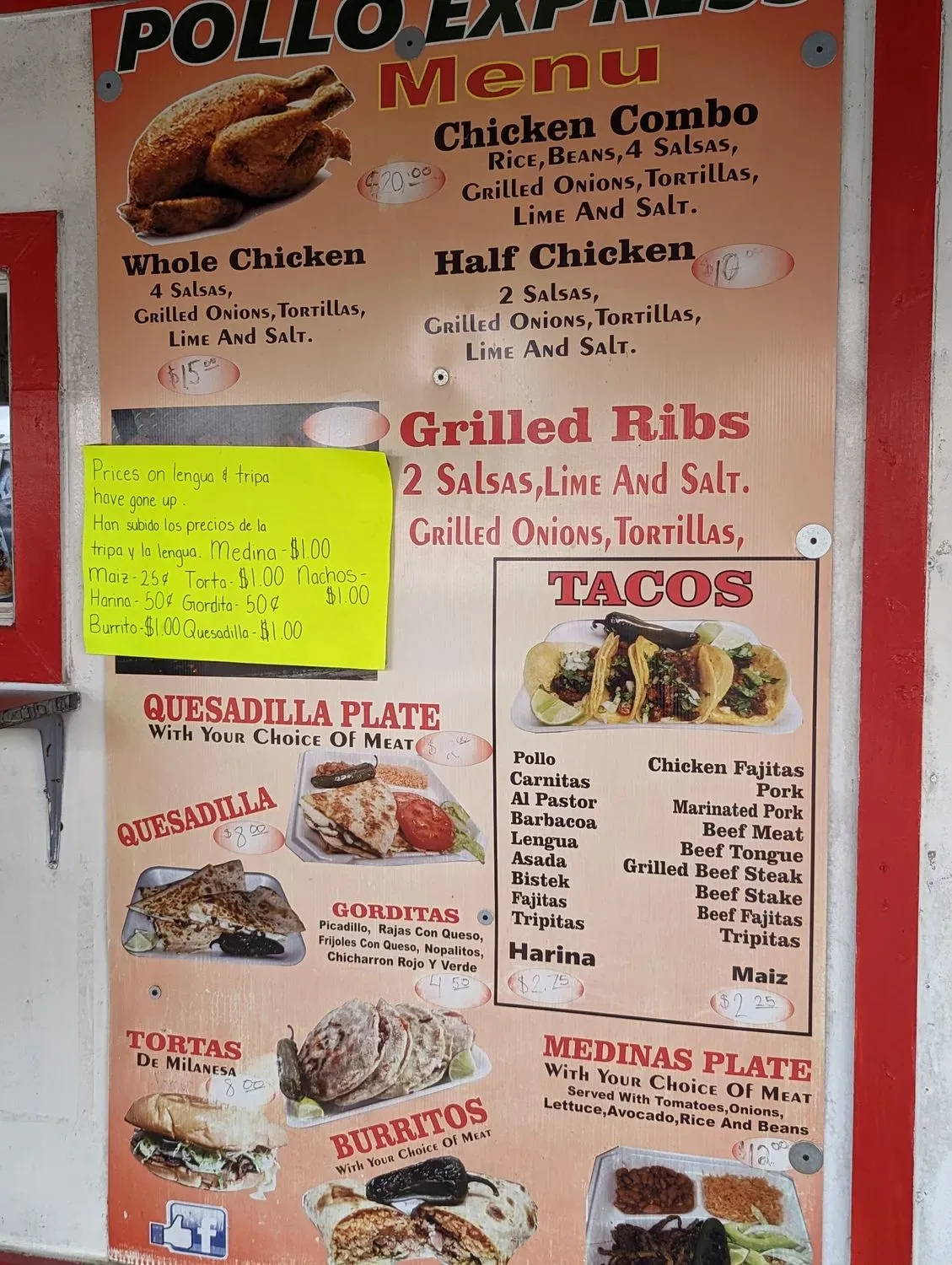 Pollo Express Menu - Updated November 2025