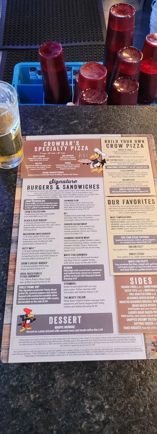 Crowbar Restaurant & Lounge Menu - Updated November 2025