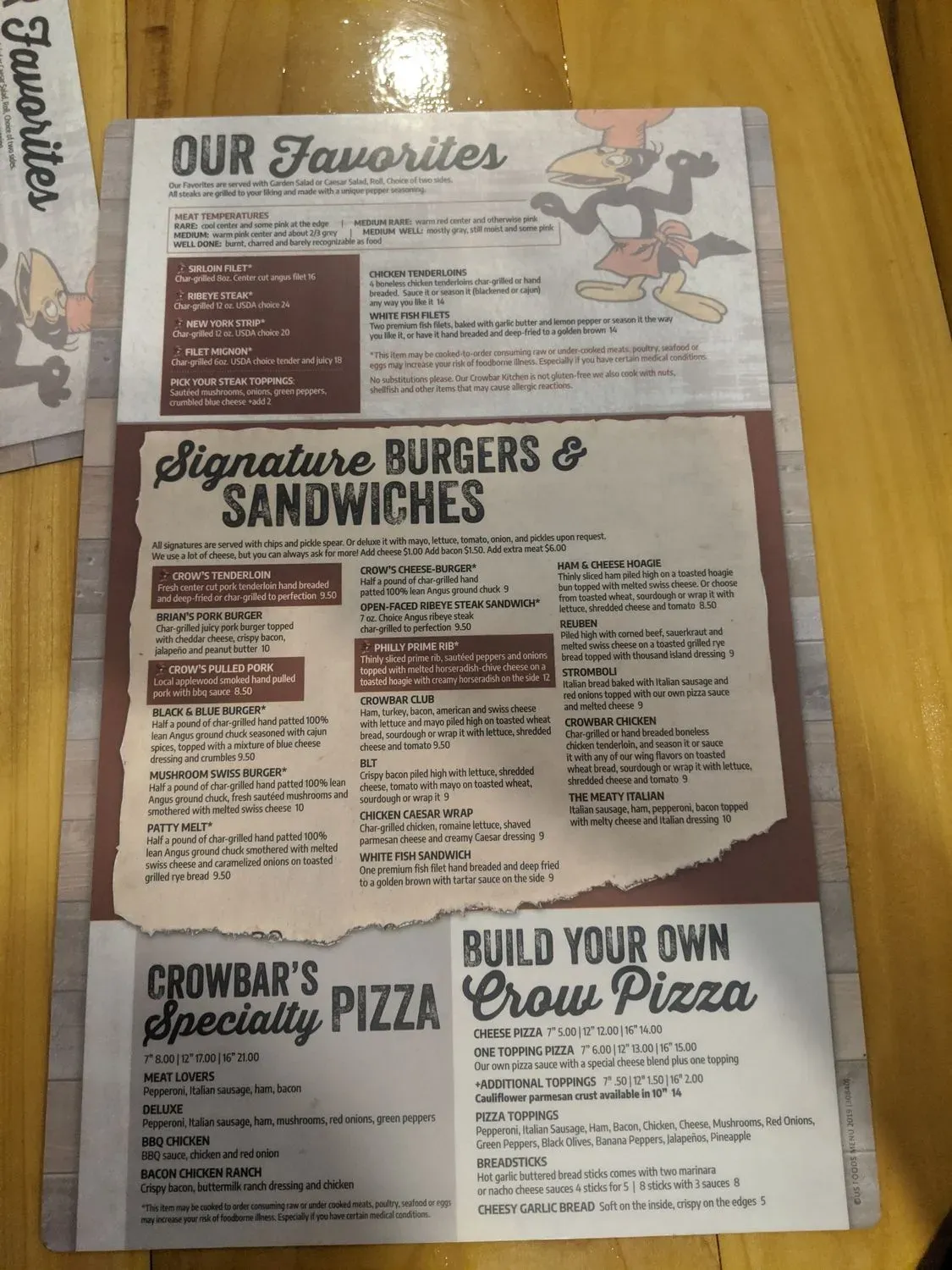 Crowbar Restaurant & Lounge Menu - Updated November 2025